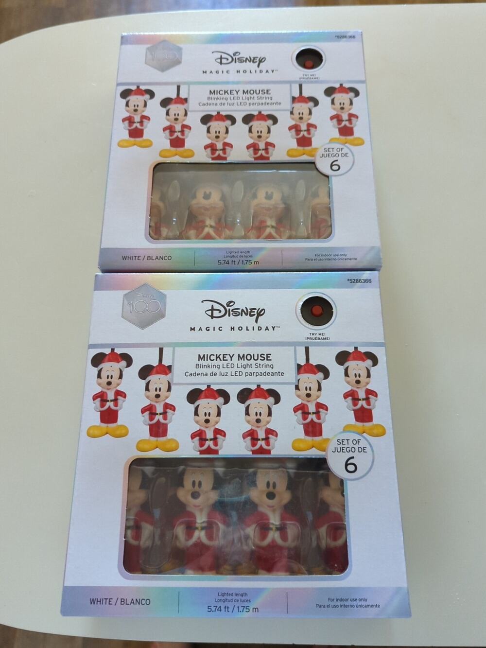 2 Sets, New!! DISNEY MAGIC String Lights MICKEY SANTA Blinking LED!! 100 Years!